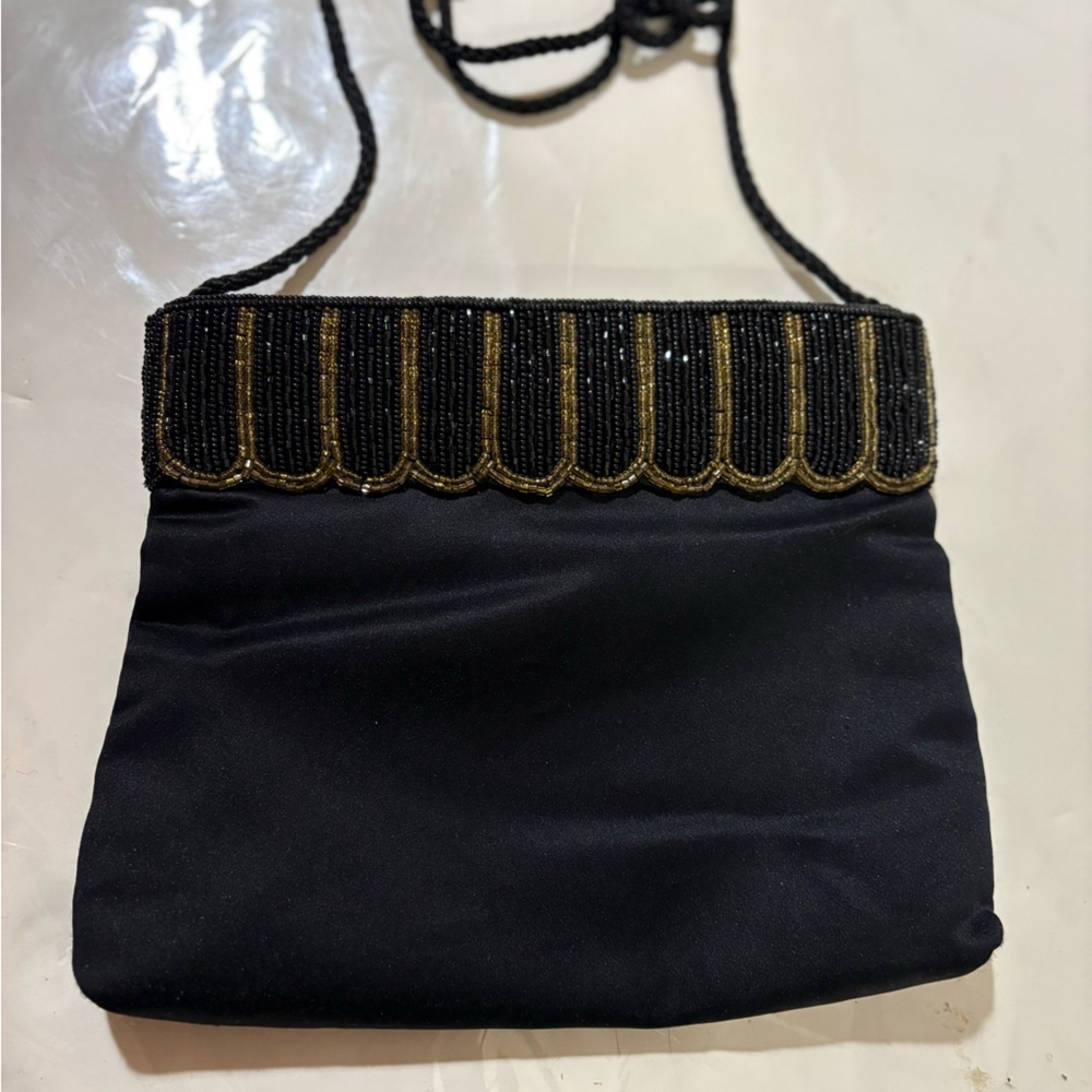 Black and Gold Beaded Evening Bag